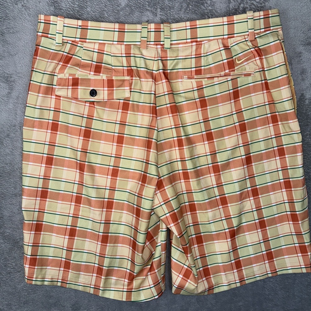 Nike Golf Flex Dri-Fit Shorts Men's 38 Celestial Gold Orange Plaid - Picture 6 of 7